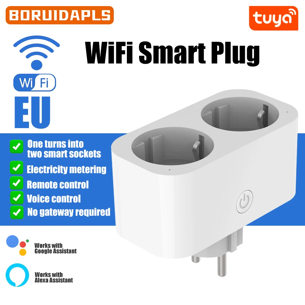 Timer Dual Outlet - BORUIDAPLS WiFi Smart socket EU/KR Stekker